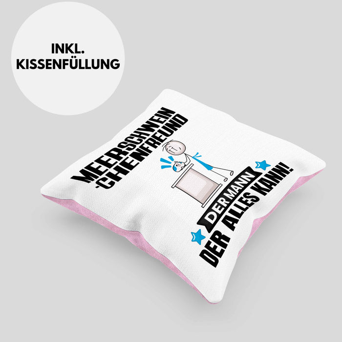 Meerschweinchenfreund Kissen mit Füllung 40x40 Geschenk für Meerschweinchenfreund Der Mann Der Alles Kann Geschenkidee zum Geburtstag (Grau) Rosa Trendation
