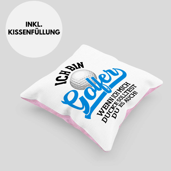Golf Geschenke Für Männer Frauen Kinder Lustig Kissen mit Füllung 40x40 mit Spruch Golfspieler Kissen mit Füllung 40x40 Damen Witzig (Grau) Rosa Trendation