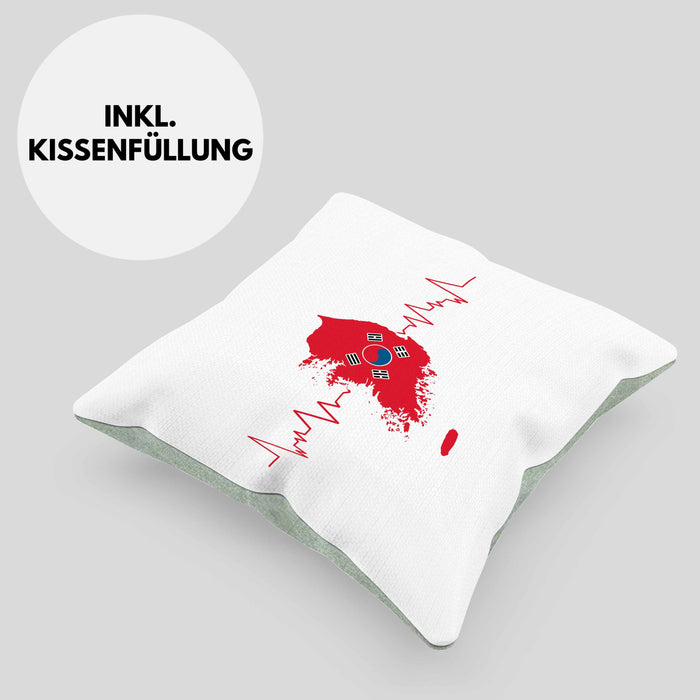 Seoul Kissen mit Füllung 40x40 Geschenk Südkorea South Korea Kpop Geschenkidee (Grau) Grün Trendation