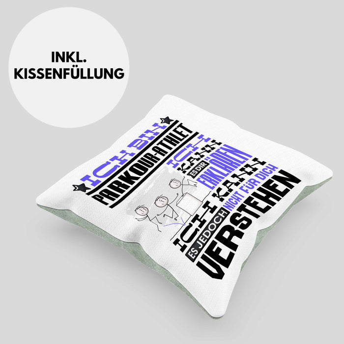 Parkour-Athlet Geschenk Kaffee-Kissen mit Füllung 40x40 Geschenkidee für Parkour-Athlet Ich Bin Parkour-Athlet Ich Kann Es Dir Erklären Jedoch Nicht Für Dich Verstehen Spruch Lustig (Grau) Grün Trendation