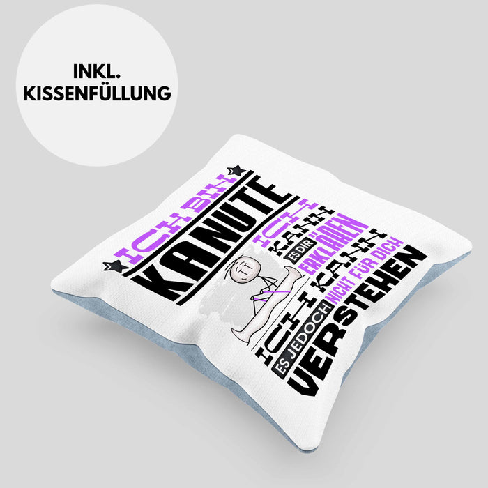 Kanute Geschenk Kaffee-Kissen mit Füllung 40x40 Geschenkidee für Kanute Ich Bin Kanute Ich Kann Es Dir Erklären Jedoch Nicht Für Dich Verstehen Spruch Lustig (Grau) Blau Trendation