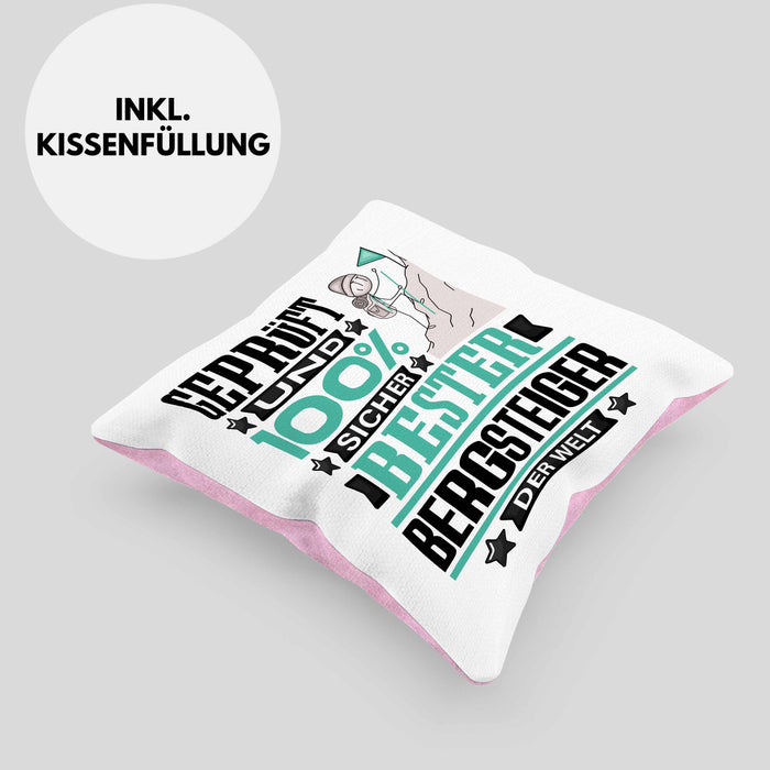Bergsteiger Geschenk Lustiger Spruch für Bergsteiger Geschenkidee Bester Bergsteiger Der WeltKissen mit Füllung 40x40 (Grau) Rosa Trendation