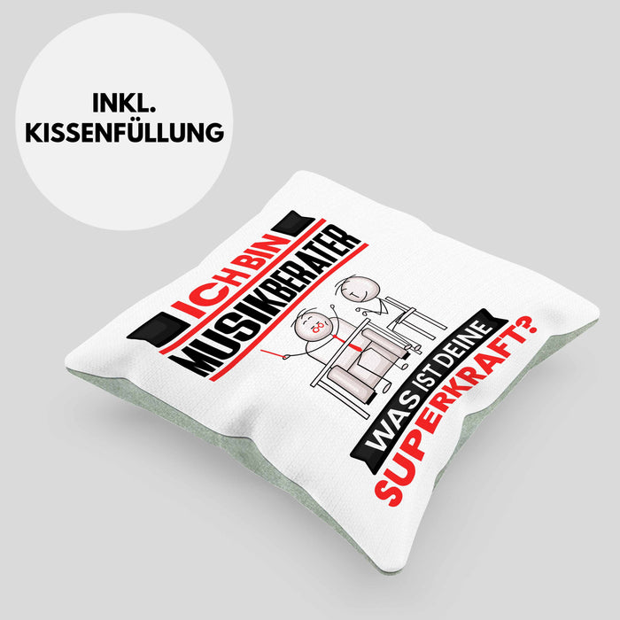 Musikberater Kissen mit Füllung 40x40 Geschenk für Musikberater Geburtstag Lustiger Spruch Was Ist Deine Superkraft (Grau) Grün Trendation