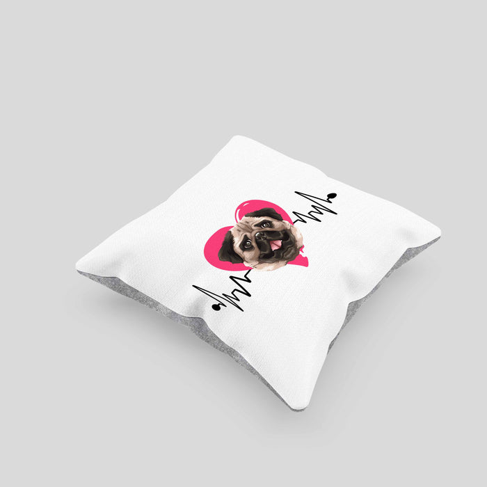 Mops Besitzer Kissen mit Füllung 40x40 Geschenk Lustiger Spruch Geschenkidee Herzschlag Mops (Grau) Grau Trendation