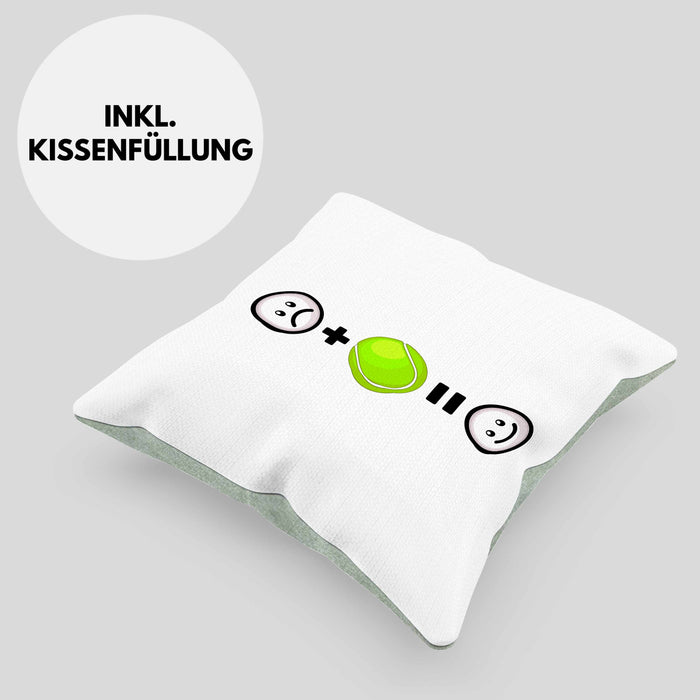 Tennis Kissen mit Füllung 40x40 Geschenk für Tennisspieler Männer Frauen Lustige Geschenkidee :( + Tennisball = :) Geburtstag (Grau) Grün Trendation