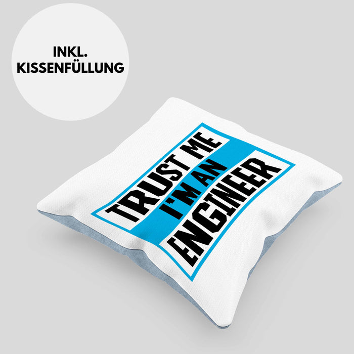 Ingenieur Kissen mit Füllung 40x40 Gadget Geschenk Ingeneur Geschenkidee Lustig (Grau) Blau Trendation