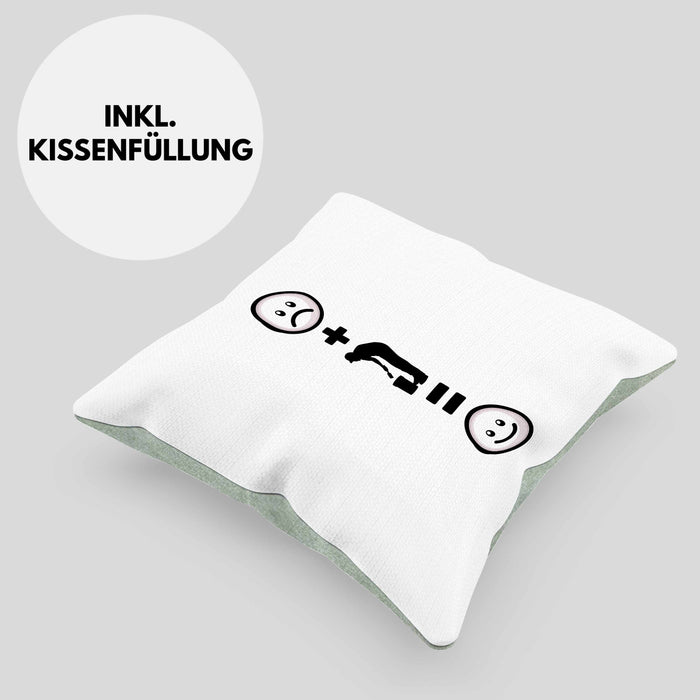Maler Kissen mit Füllung 40x40 Geschenk für Malermeister Geburtstag Lustige Geschenkidee :( + Malen = :) (Grau) Grün Trendation