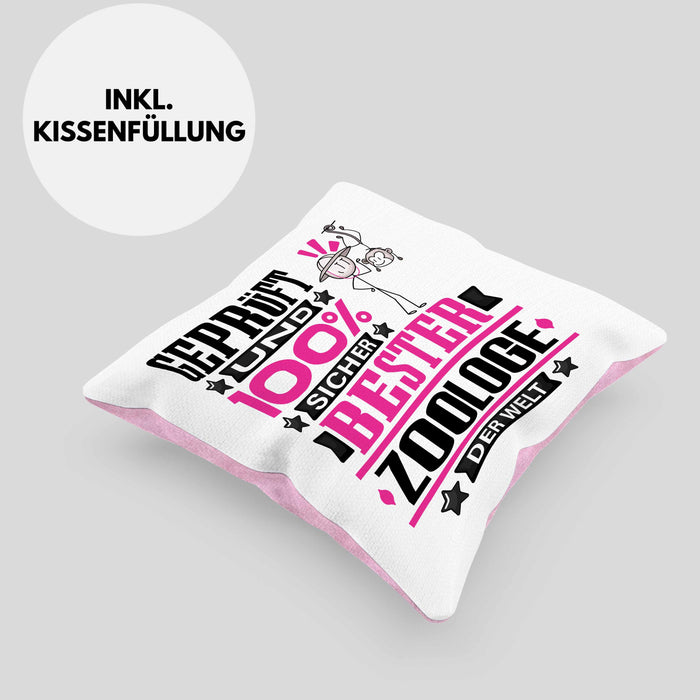 Zoologe Geschenk Lustiger Spruch für Zoologe Geschenkidee Bester Zoologe Der WeltKissen mit Füllung 40x40 (Grau) Rosa Trendation