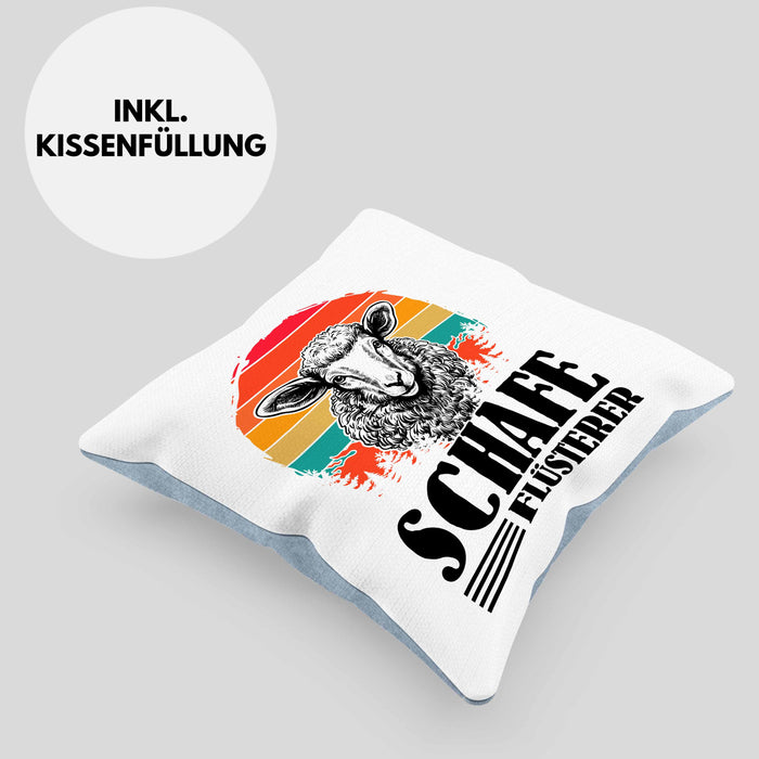 Schaf Kissen mit Füllung 40x40 Geschenk für Schaf-Hirte Schaf Flüsterer Geschenkdiee (Grau) Blau Trendation