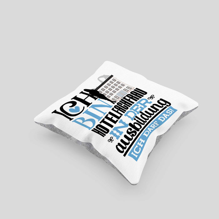 Hotelfachfrau Ausbildung Start Geschenk Kissen mit Füllung 40x40 Ich Bin Hotelfachfrau In Der Ausbildung Ich Darf Das Geschenkidee (Grau) Grau Trendation