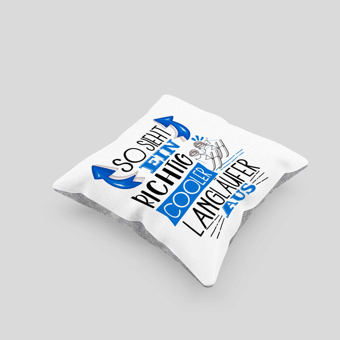 So Sieht Ein Richtig Cooler Langläufer Aus Geschenk Kissen mit Füllung 40x40 Lustiger Spruch Geschenkidee (Grau) Grau Trendation
