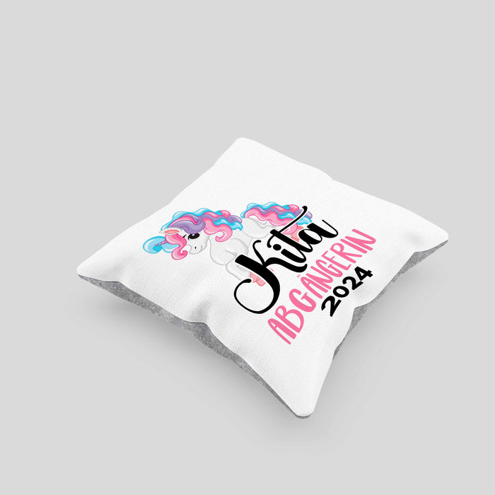 Kita Abgängerin 2024 Einschulung Mädchen Geschenk Kissen mit Füllung 40x40 Schulstart 1. Schultag Schuleinführung Schulanfang Geschenkidee Schulkind (Grau) Grau Trendation