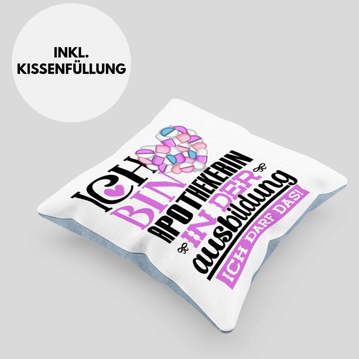 Apothekerin Ausbildung Start Geschenk Kissen mit Füllung 40x40 Ich Bin Apothekerin In Der Ausbildung Ich Darf Das Geschenkidee (Grau) Blau Trendation