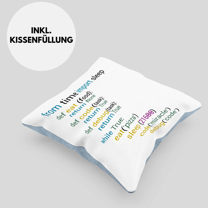Coder Kissen mit Füllung 40x40 Geschenk für Programmierer Softwareentwickler Nerds Geschenkidee (Grau) Blau Trendation