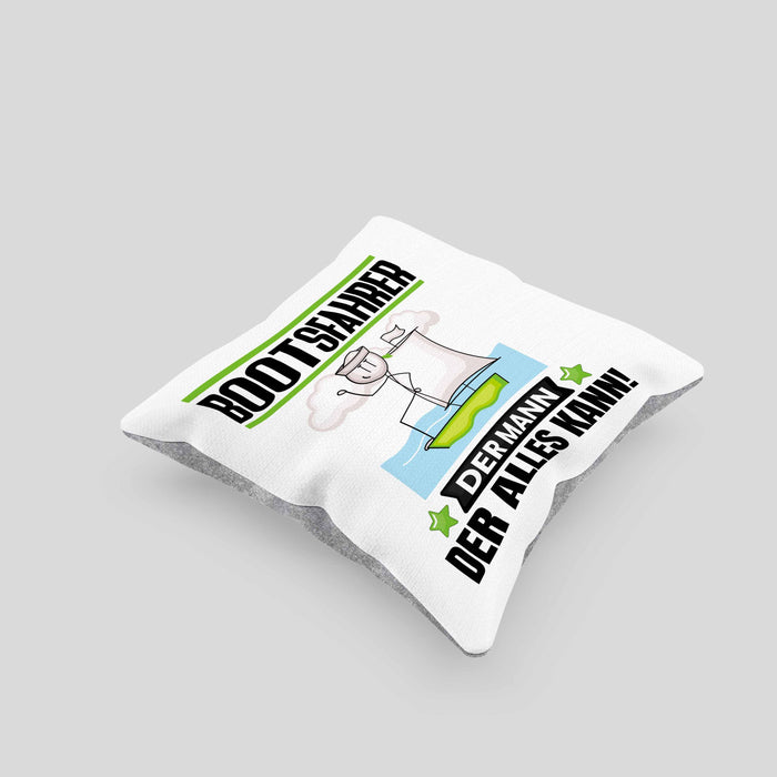 Bootsfahrer Kissen mit Füllung 40x40 Geschenk für Bootsfahrer Der Mann Der Alles Kann Geschenkidee zum Geburtstag (Grau) Grau Trendation