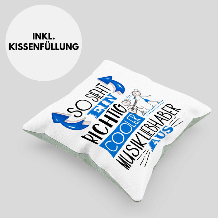 So Sieht Ein Richtig Cooler Musikliebhaber Aus Geschenk Kissen mit Füllung 40x40 Lustiger Spruch Geschenkidee (Grau) Grün Trendation
