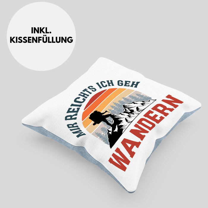 Mir Reichts Ich Geh Wandern Kissen mit Füllung 40x40 Geschenk Wander Kaffee Lustiger Spruch (Grau) Blau Trendation