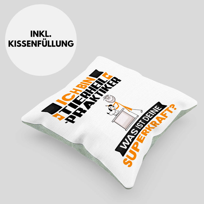 Tierheilpraktiker Kissen mit Füllung 40x40 Geschenk für Tierheilpraktiker Geburtstag Lustiger Spruch Was Ist Deine Superkraft (Grau) Grün Trendation