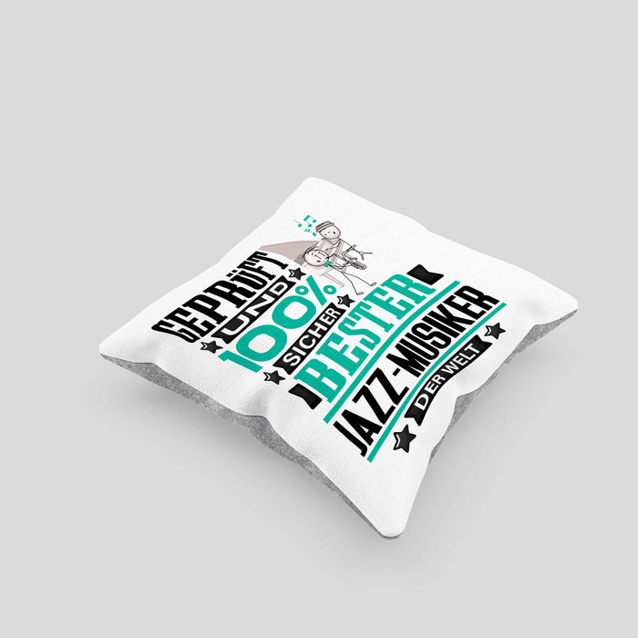 Jazz-Musiker Geschenk Lustiger Spruch für Jazz-Musiker Geschenkidee Bester Jazz-Musiker Der WeltKissen mit Füllung 40x40 (Grau) Grau Trendation