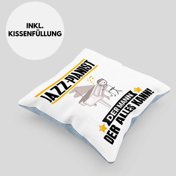 Jazz-Pianist Kissen mit Füllung 40x40 Geschenk für Jazz-Pianist Der Mann Der Alles Kann Geschenkidee zum Geburtstag (Grau) Blau Trendation