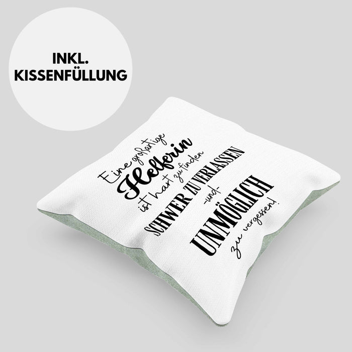 Helferin Abschied Geschenk Kissen mit Füllung 40x40 Abschiedsgeschenk für Helferin Hart Zu Finden Schwer Zu Verlassen (Grau) Grün Trendation