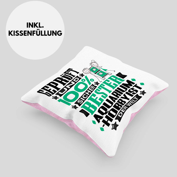 Aquarium-Hobbyist Geschenk Lustiger Spruch für Aquarium-Hobbyist Geschenkidee Bester Aquarium-Hobbyist Der WeltKissen mit Füllung 40x40 (Grau) Rosa Trendation