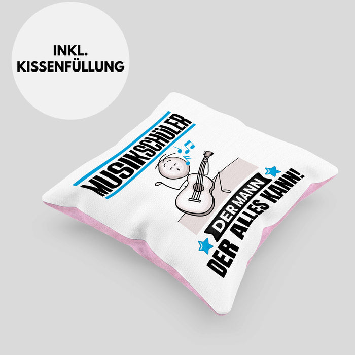 Musikschüler Kissen mit Füllung 40x40 Geschenk für Musikschüler Der Mann Der Alles Kann Geschenkidee zum Geburtstag (Grau) Rosa Trendation