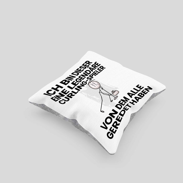 Curling-Spieler Geschenk Kissen mit Füllung 40x40 Lustige Geschenkidee Geburtstag für Curling-Spieler Ich Bin Dieser Legendäre Curling-Spieler Von Dem Alle Geredet Haben (Grau) Grau Trendation