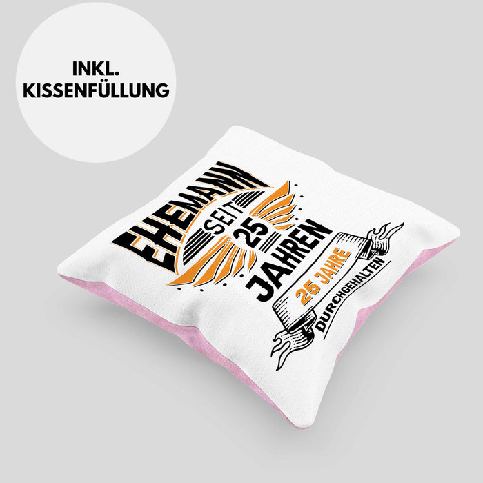Ehemann Seit 25 Jahre Hochzeitstag Geschenk Lustiger Spruch Bester Ehemann JubiläumKissen mit Füllung 40x40 (Grau) Rosa Trendation