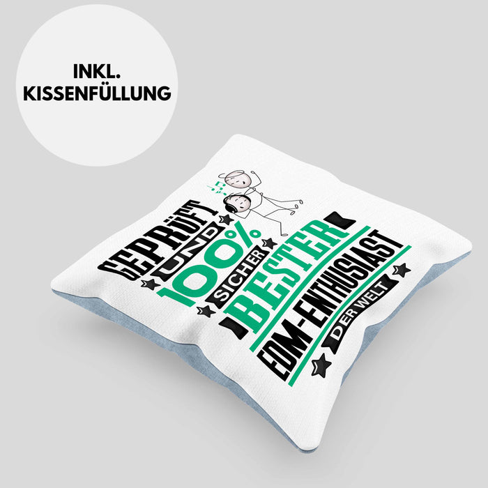 EDM-Enthusiast Geschenk Lustiger Spruch für EDM-Enthusiast Geschenkidee Bester EDM-Enthusiast Der WeltKissen mit Füllung 40x40 (Grau) Blau Trendation