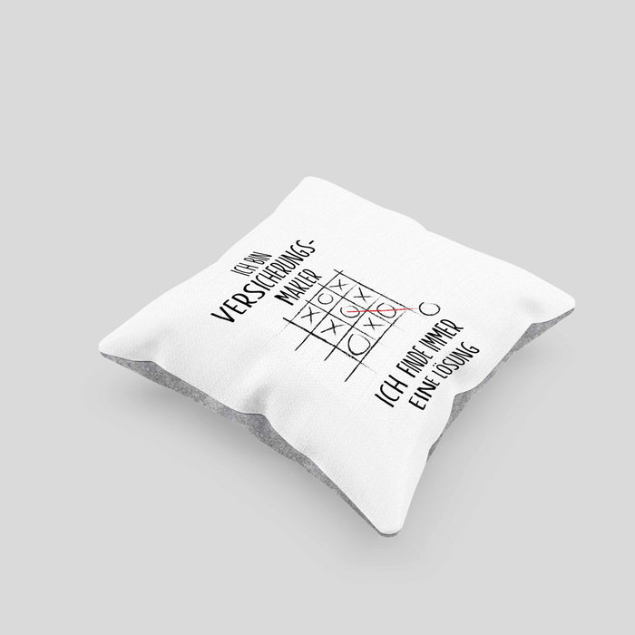 Versicherungsmakler Kissen mit Füllung 40x40 Geschenk Lustiger Spruch Ich Finde Immer Eine Lösung Kaffee (Grau) Grau Trendation