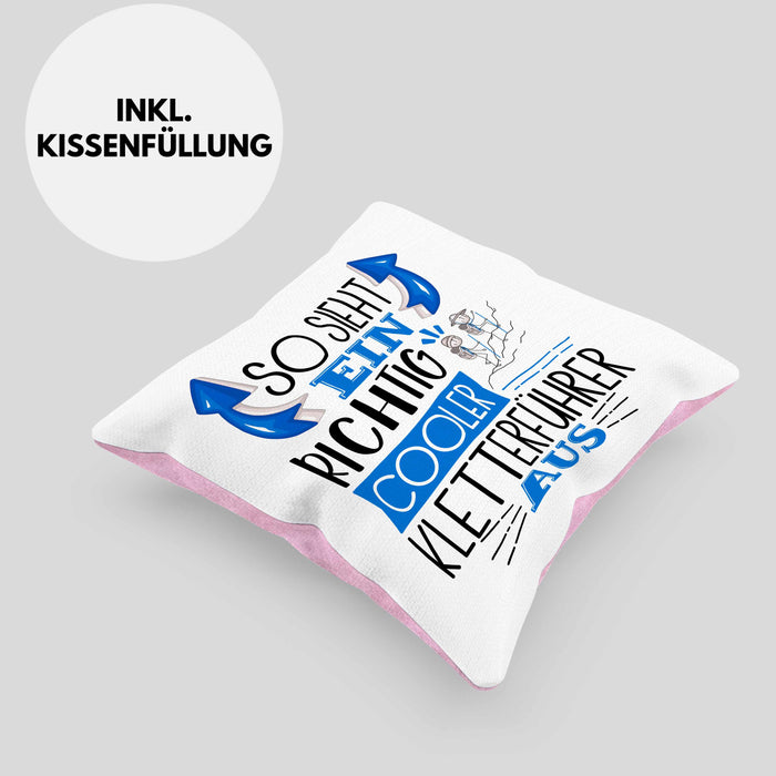 So Sieht Ein Richtig Cooler Kletterführer Aus Kissen mit Füllung 40x40 Geschenk für Kletterführer Geburtstag Geschenkdiee (Grau) Rosa Trendation
