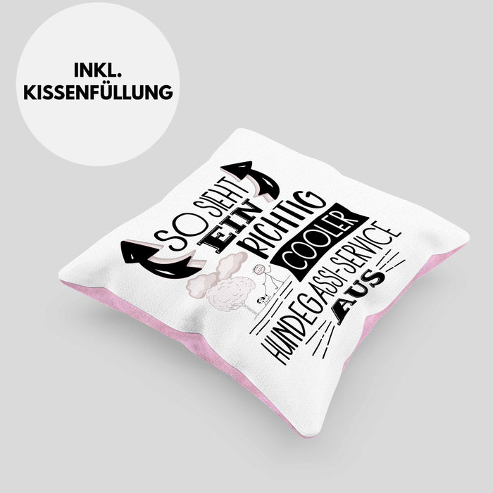 Hundegassi-Service Kissen mit Füllung 40x40 So Sieht Ein Richtig Cooler Hundegassi-Service Aus Geschenk Lustiger Spruch Geschenkidee (Grau) Rosa Trendation