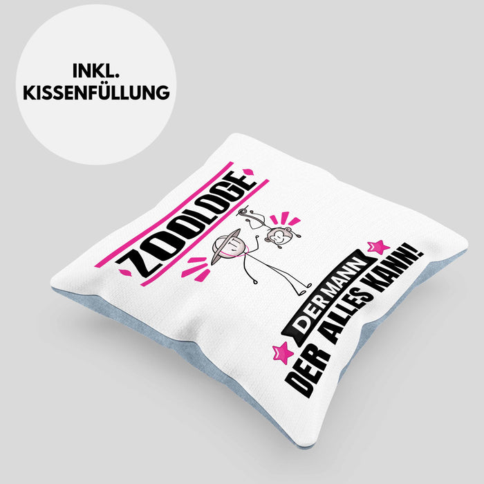 Zoologe Kissen mit Füllung 40x40 Geschenk für Zoologe Der Mann Der Alles Kann Geschenkidee zum Geburtstag (Grau) Blau Trendation