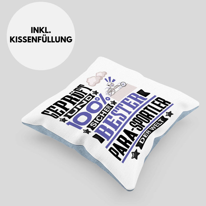 Para-Sportler Geschenk Lustiger Spruch für Para-Sportler Geschenkidee Bester Para-Sportler Der WeltKissen mit Füllung 40x40 (Grau) Blau Trendation