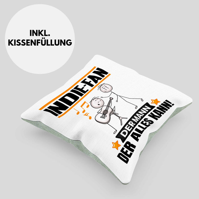 Indie-Fan Kissen mit Füllung 40x40 Geschenk für Indie-Fan Der Mann Der Alles Kann Geschenkidee zum Geburtstag (Grau) Grün Trendation