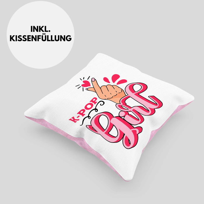 K-Pop Girl Kissen mit Füllung 40x40 Geschenkidee für K-Pop Fans Asiatische Musik (Grau) Rosa Trendation