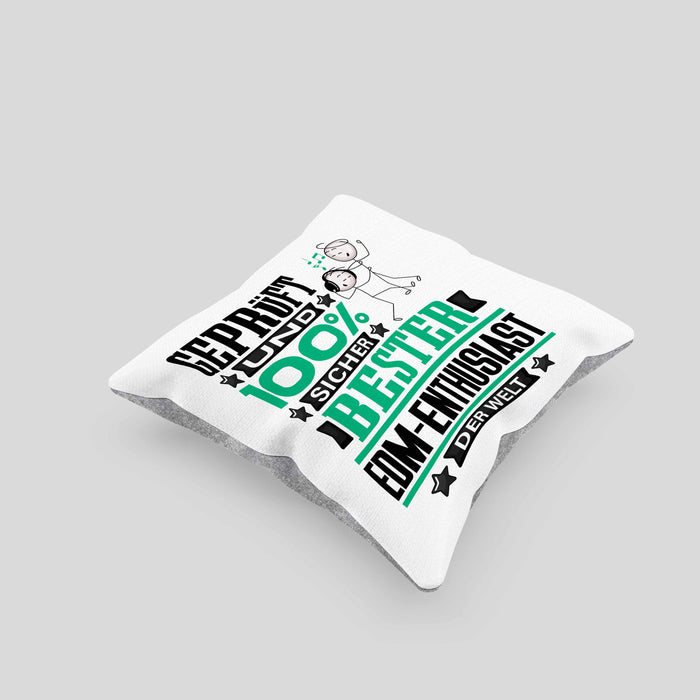 EDM-Enthusiast Geschenk Lustiger Spruch für EDM-Enthusiast Geschenkidee Bester EDM-Enthusiast Der WeltKissen mit Füllung 40x40 (Grau) Grau Trendation