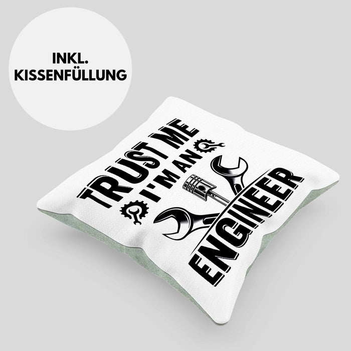 Trust Me I'm An Engineer Ingenieur Kissen mit Füllung 40x40 Geschenk Geschenkidee Sprüche Ingenieurswesen Geschenkidee Spruch (Grau) Grün Trendation