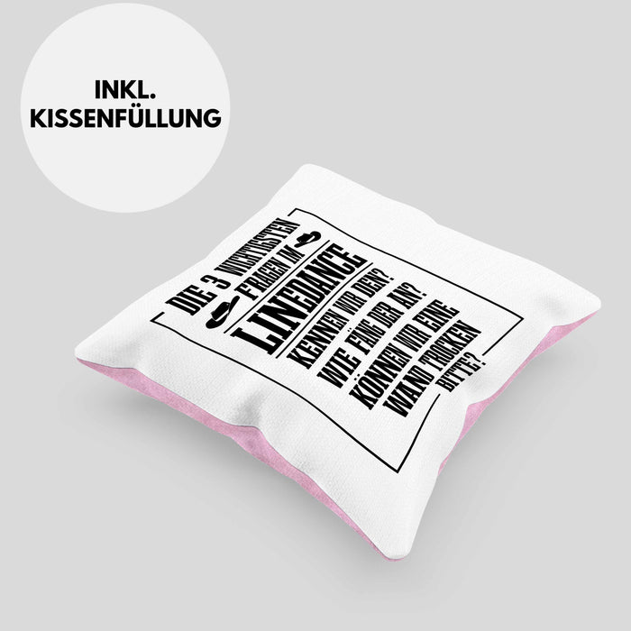 Linedance Geschenke Kissen mit Füllung 40x40 Geschenkidee Spruch Line Dance Frauen Sprüche Können Wir eine Wand Trocken (Grau) Rosa Trendation