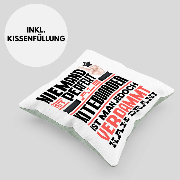 Kiteboarder Geschenk Kissen mit Füllung 40x40 Lustige Geschenkidee für Kiteboarder Geburtstag Niemand Ist Perfekt Aber Als Kiteboarder Ist Man Nah Dran (Grau) Grün Trendation