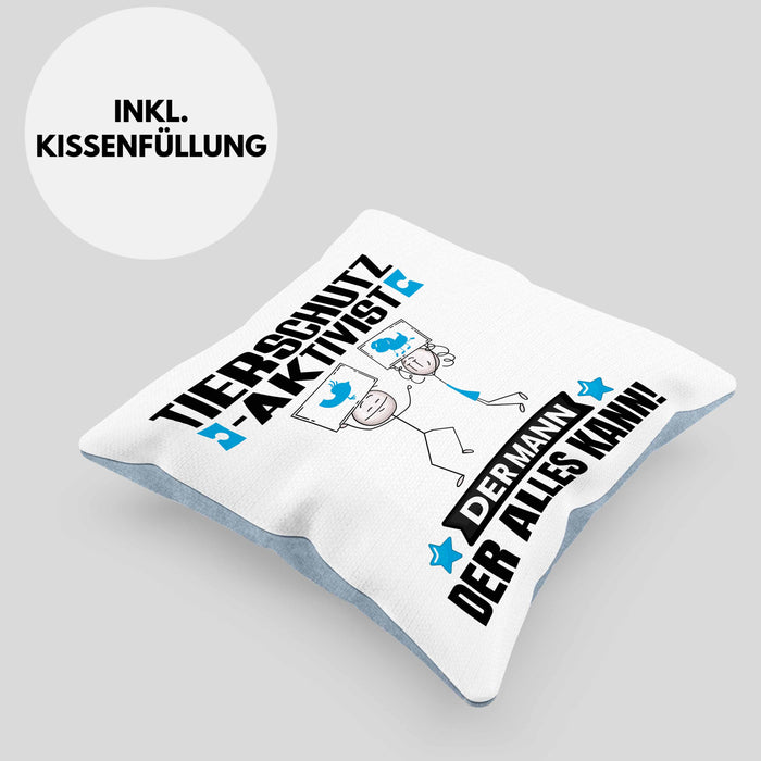 Tierschutzaktivist Kissen mit Füllung 40x40 Geschenk für Tierschutzaktivist Der Mann Der Alles Kann Geschenkidee zum Geburtstag (Grau) Blau Trendation