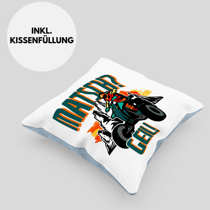 Lustige Kissen mit Füllung 40x40 für Quad-Fans Spruch Matsch? Geil! Quad Fahrer Geschenkidee (Grau) Blau Trendation