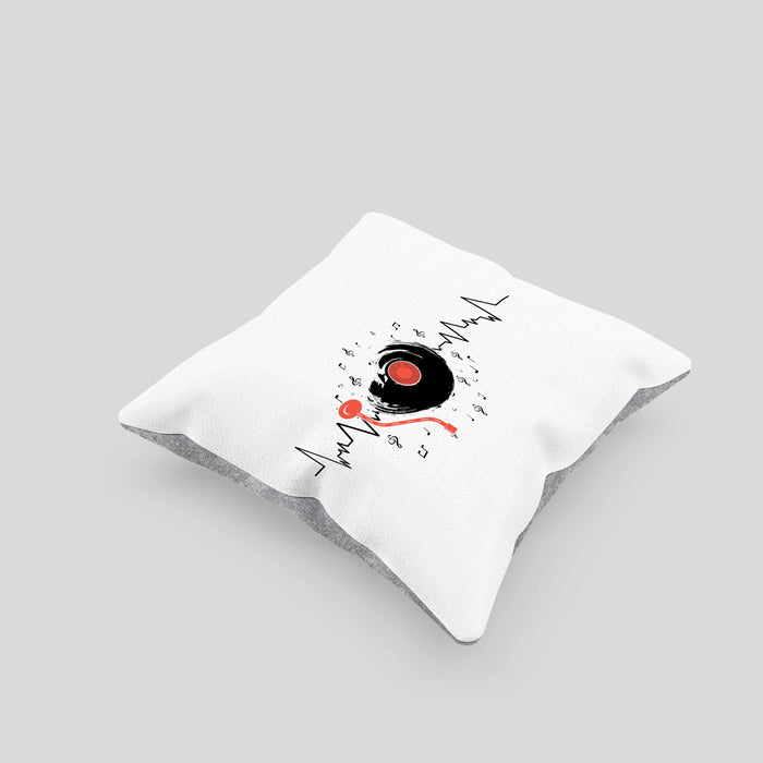 Schallplatte Geschenk Vinyl Herzschlag Vintage Retro Musik DJ Geschenk Kissen mit Füllung 40x40 (Grau) Grau Trendation