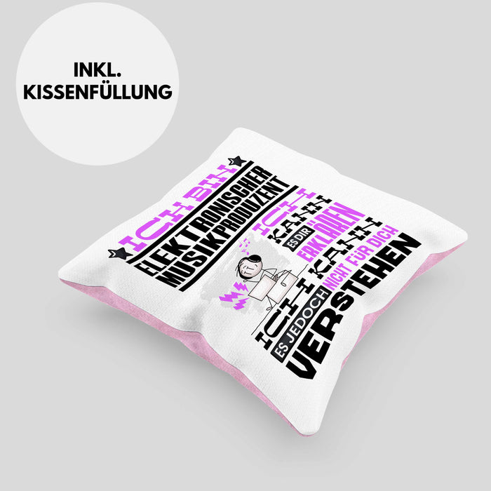 Elektronischer Musikproduzent Geschenk Kissen mit Füllung 40x40 Lustige Geschenkdiee für einen Elektronischer Musikproduzent Geburtstag Ich Bin Elektronischer Musikproduzent Ich Kann Es Dir Erklären Aber Nicht Für Dich Verstehen (Grau) Rosa Trendation