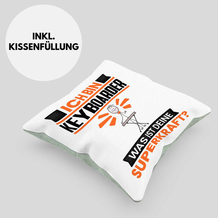 Keyboarder Kissen mit Füllung 40x40 Geschenk für Keyboarder Geburtstag Lustiger Spruch Was Ist Deine Superkraft (Grau) Grün Trendation