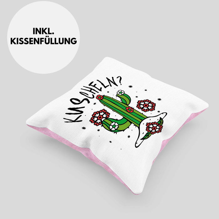 Kaktus Kissen mit Füllung 40x40 Geschenk Kuscheln Sarkasmus Humor Geschenkidee Kaktus-Liebhaber Frauen (Grau) Rosa Trendation