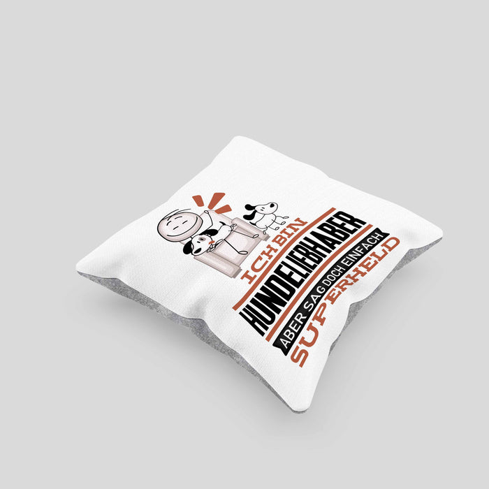 Hundeliebhaber Geschenk Kissen mit Füllung 40x40 Ich Bin Hundeliebhaber Aber Sag Doch Einfach Superheld Lustige Geschenkdiee für Hundeliebhaber (Grau) Grau Trendation