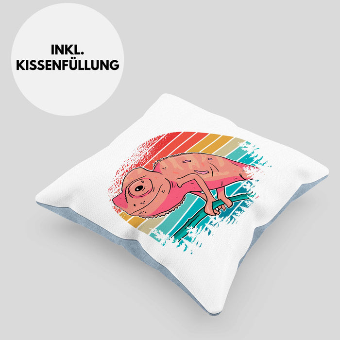 Chamäleon-Besitzer Kissen mit Füllung 40x40 Geschenk Grafik Chamäleon (Grau) Blau Trendation