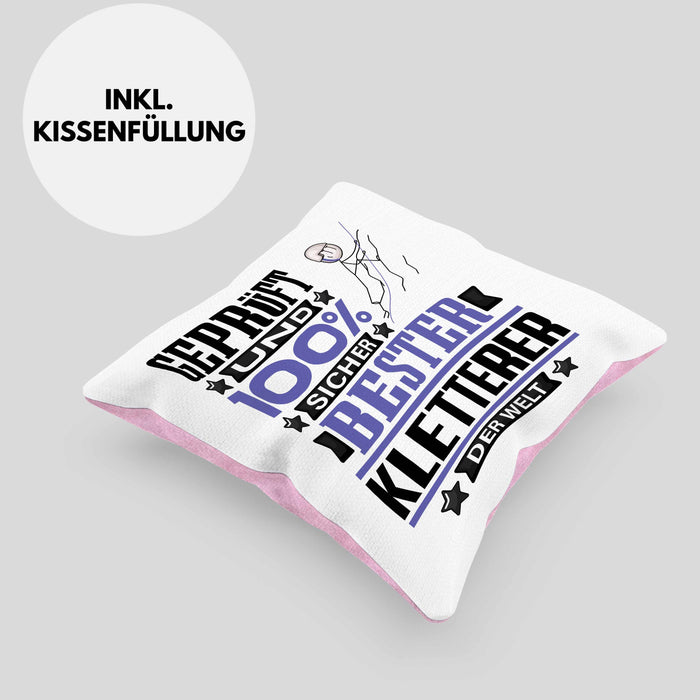Kletterer Geschenk Lustiger Spruch für Kletterer Geschenkidee Bester Kletterer Der WeltKissen mit Füllung 40x40 (Grau) Rosa Trendation